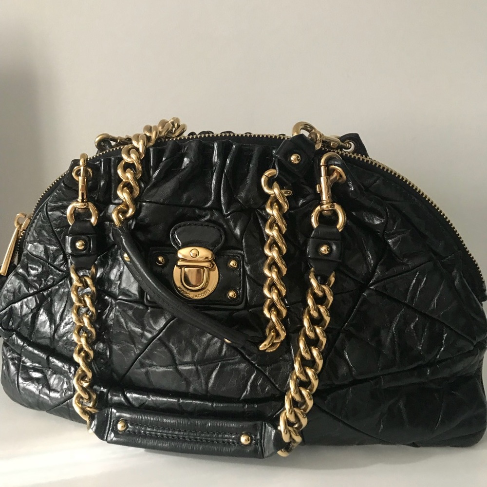 Marc Jacobs black leather Quilted shoulder bag